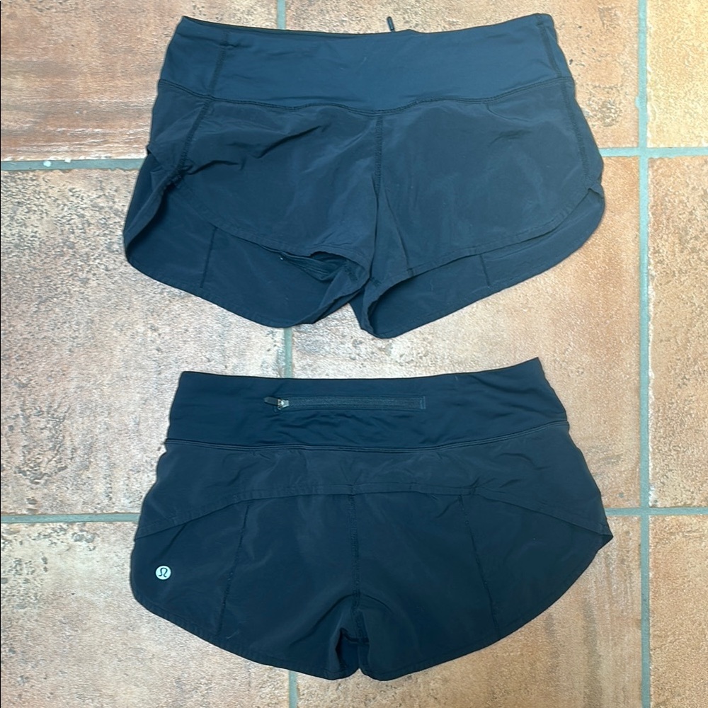 Lot of 2 🦋Lululemon Athletica Black Athletic Shorts with Curved Hems